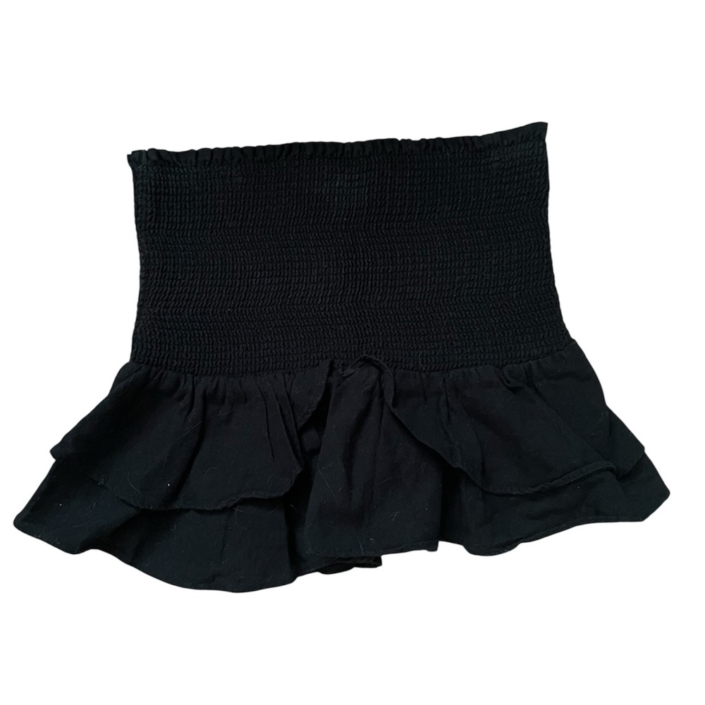Zara Black Ruffled Stretchy Smocked Tiered Cropped Tube Top Medium